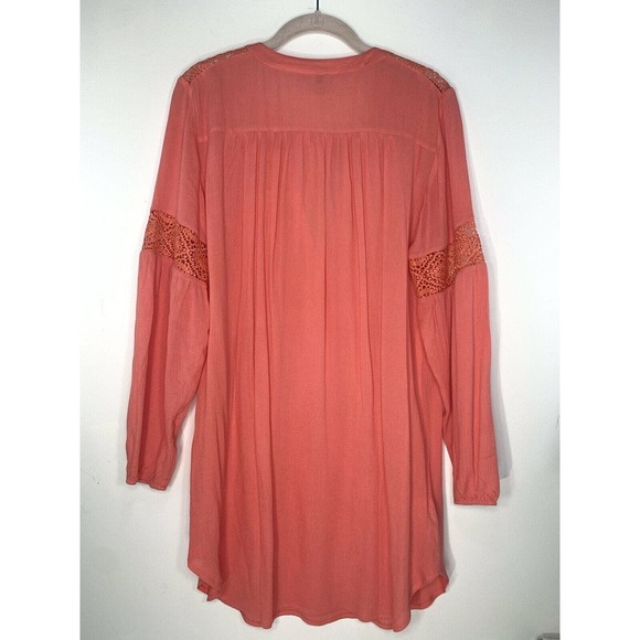 Ann Taylor LOFT Beach Tunic Swim Cover Up Small Coral Orange Dress NWT - Picture 2 of 9